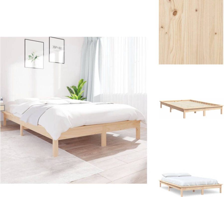 VidaXL Houten Bedframe Massief grenenhout 202 x 151.5 x 26 cm Bed
