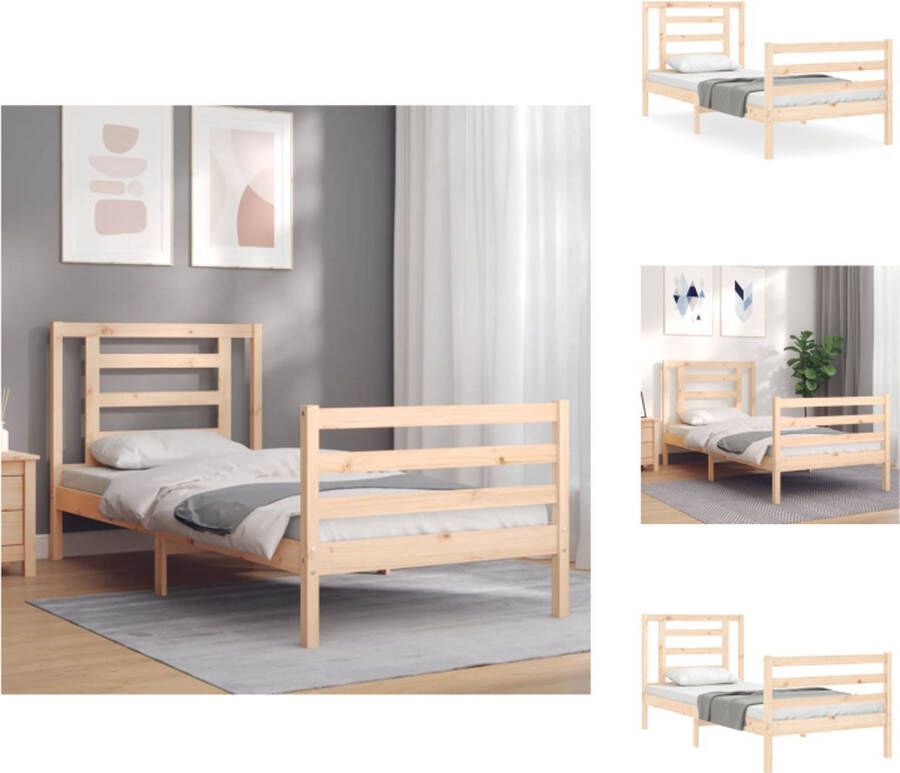 VidaXL Houten Bedframe Massief Grenenhout 205.5 x 105.5 x 100 cm Multiplex Lattenbodem Bed