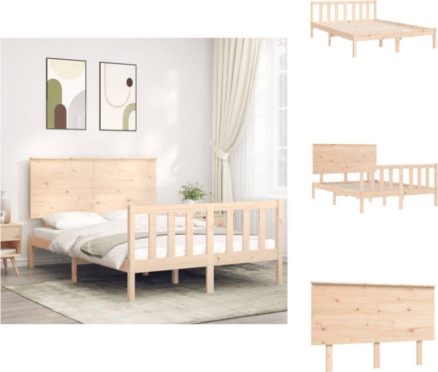 VidaXL Houten Bedframe Massief Grenenhout 205.5 x 125.5 x 82.5 cm Onbehandeld Bed