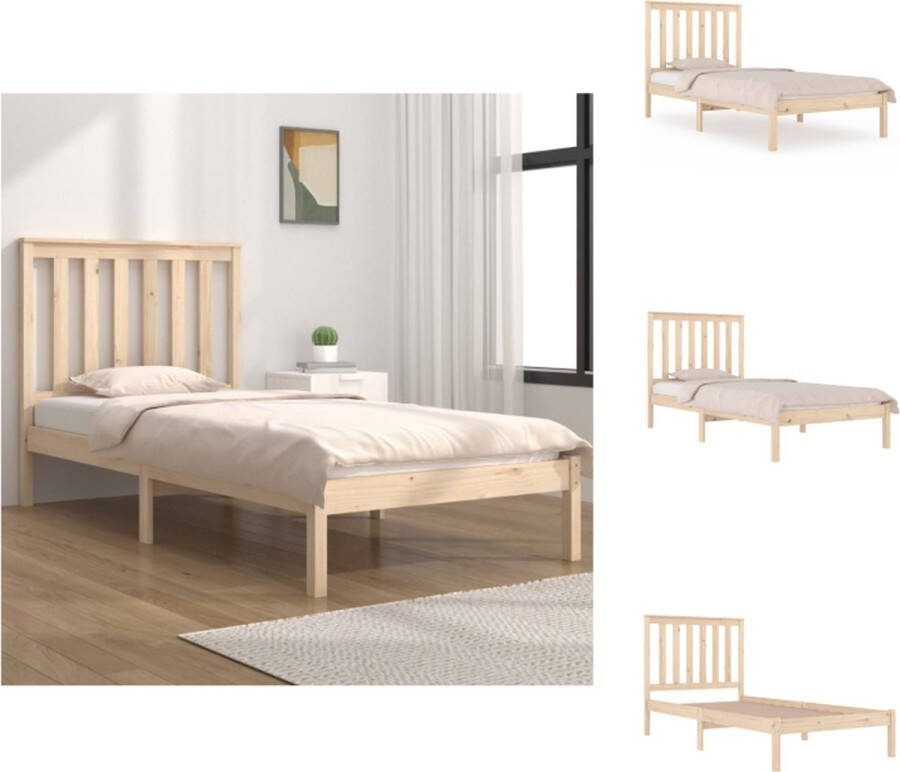 VidaXL Houten Bedframe Massief Grenenhout 205.5x95.5x31 cm Inclusief Hoofdeind Bed