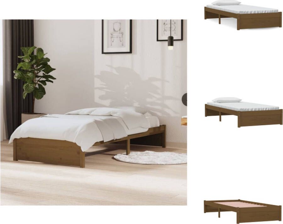 VidaXL Houten Bedframe Modern Eenpersoonsbed Afmeting- 195.5 x 95.5 x 31 cm Ken- Hoogwaardig massief grenenhout Bed