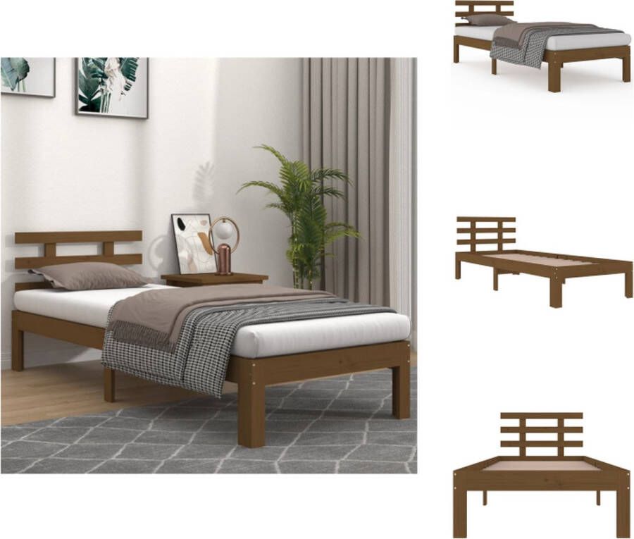 VidaXL Houten Bedframe Modern Eenpersoonsbed Afmeting- 205.5 x 103.5 x 69.5 cm Ken- Hoogwaardig massief grenenhout Bed