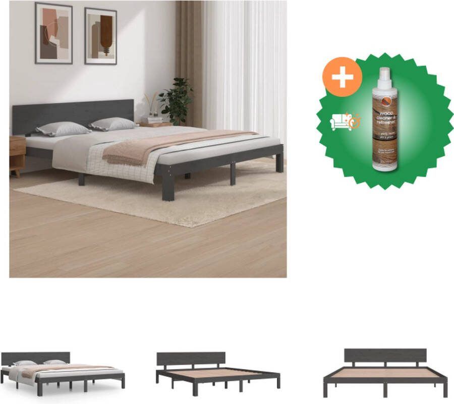 VidaXL Houten Bedframe Moderne Slaapkamer Bedframe Afmeting- 205.5 x 183.5 x 69.5 cm Bed Inclusief Houtreiniger en verfrisser