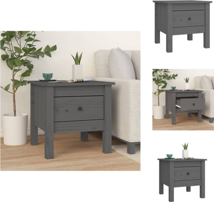VidaXL Houten Bijzettafel Massief Grenenhout 40x40x39 cm Grijs Tafel