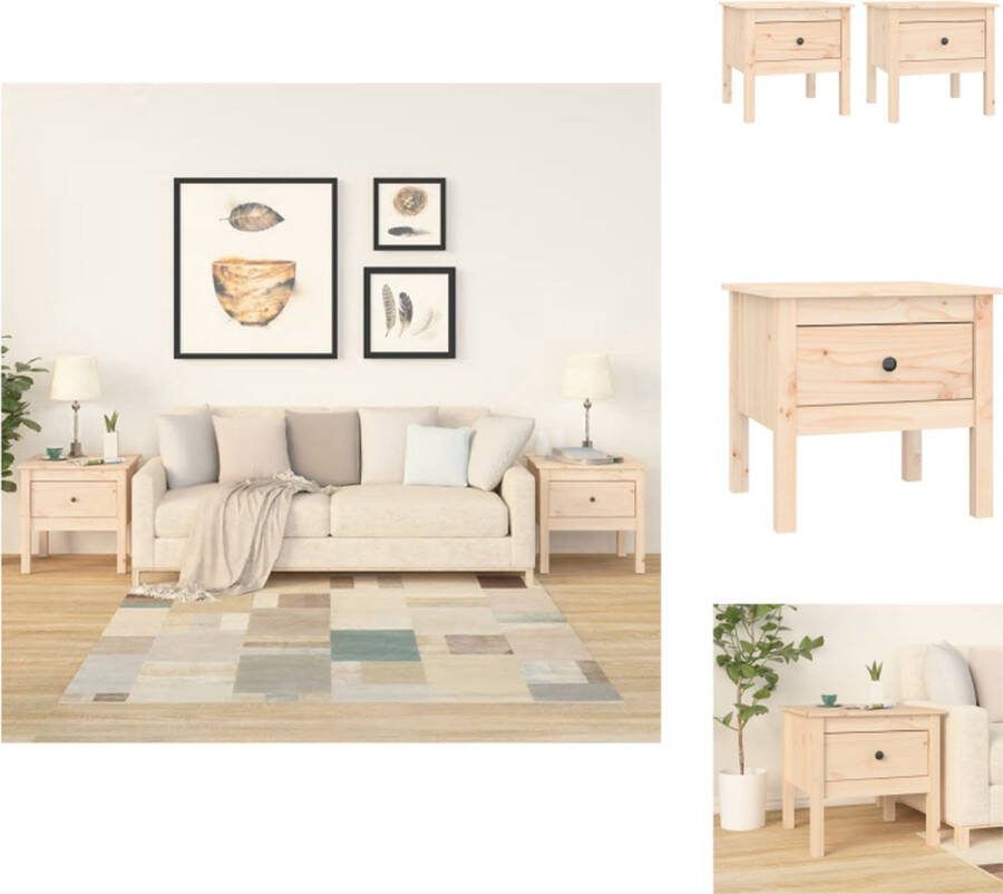 VidaXL Houten Bijzettafel Massief grenenhout 50 x 50 x 49 cm Met lade Tafel