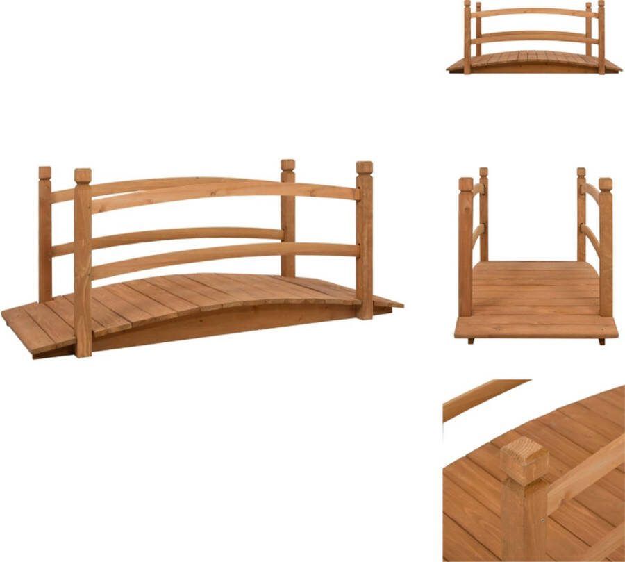 VidaXL Houten Brug 140 cm Massief vurenhout Waterornament