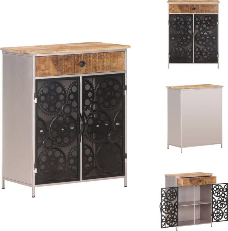 VidaXL Houten Dressoir Bijzetkastje 60 x 35 x 75 cm Ruw mangohout Keukenkast