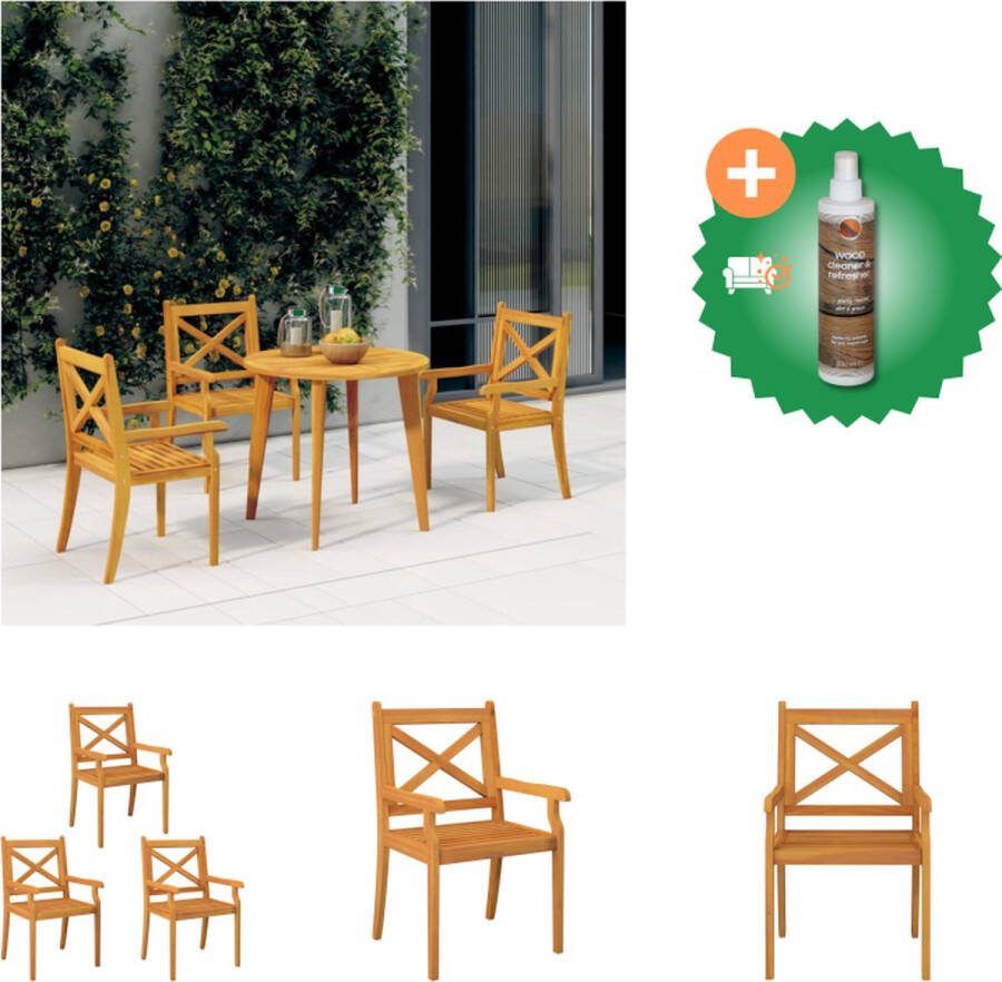 VidaXL Houten Eetkamerstoelen Tuinmeubelen 54 x 55 x 90 cm Acaciahout Tuinstoel Inclusief Houtreiniger en verfrisser