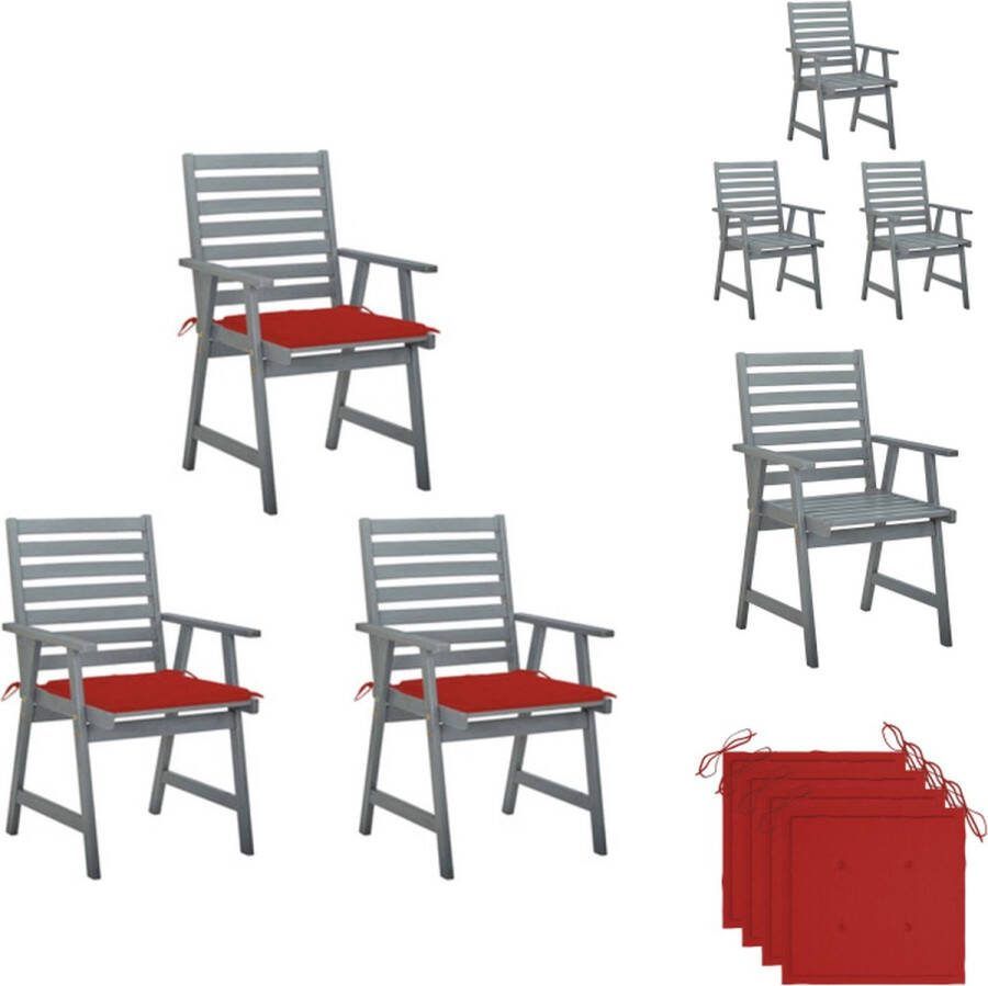 VidaXL Houten Eetstoelen Set Acaciahout 56x62x92 cm Greywash Tuinstoel