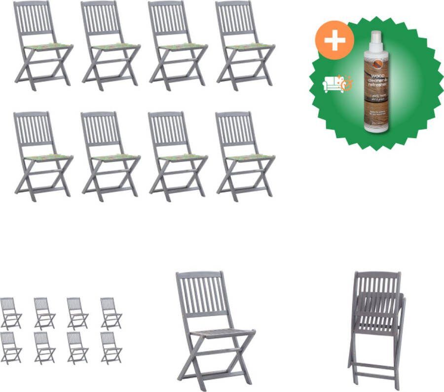 VidaXL Houten Klapstoel Acaciahout Greywash 48.5x57x91cm Tuinstoel Inclusief Houtreiniger en verfrisser