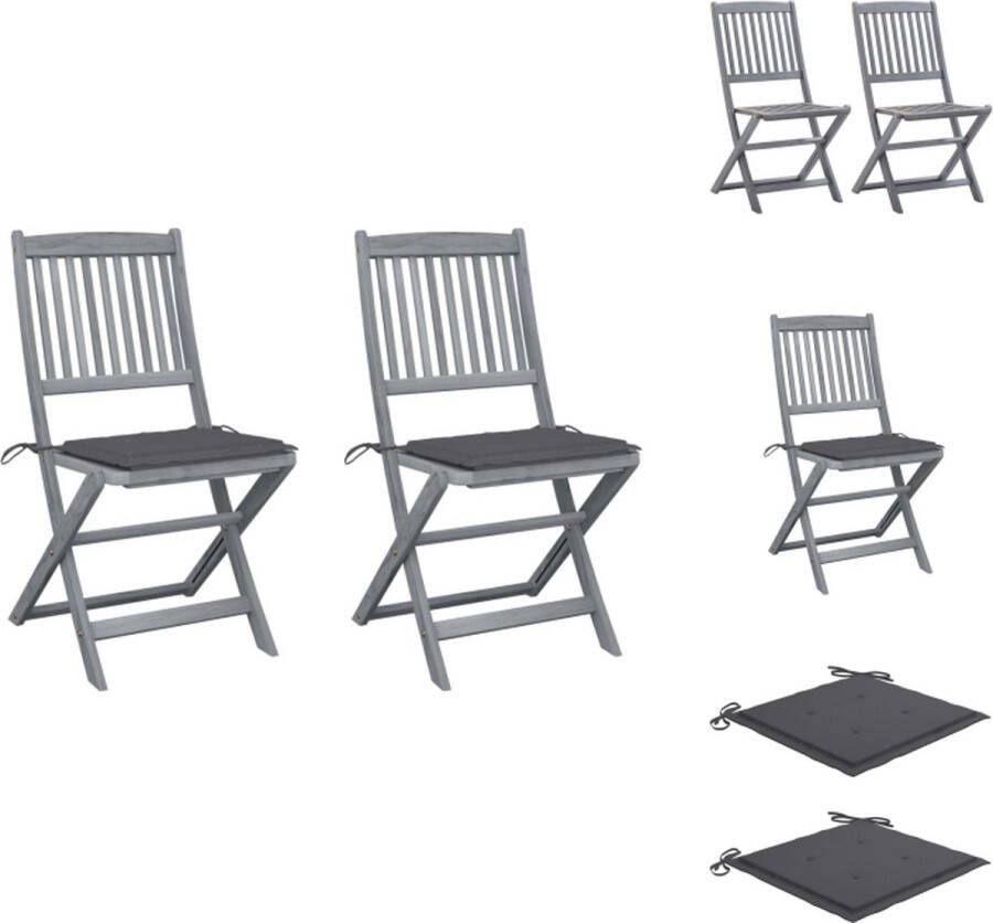 VidaXL Houten Klapstoel Massief Acaciahout Greywash 48.5 x 57 x 91 cm Inklapbaar Tuinstoel