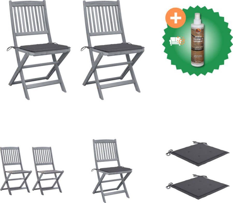 VidaXL Houten Klapstoel Massief Acaciahout Greywash 48.5 x 57 x 91 cm Inklapbaar Tuinstoel Inclusief Houtreiniger en verfrisser