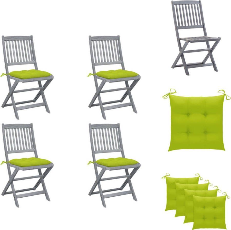 VidaXL Houten Klapstoelen Acaciahout Greywash 48.5 x 57 x 91 cm Inklapbaar Tuinstoel