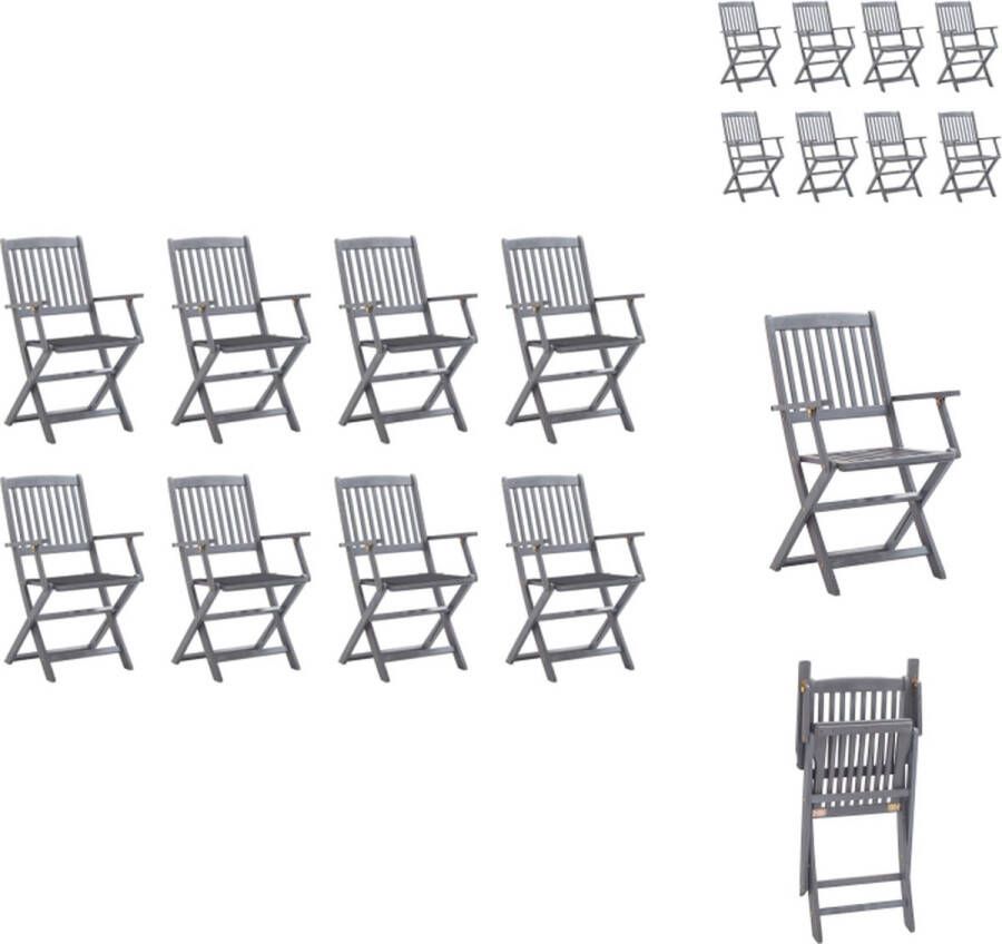VidaXL Houten Klapstoelen Set van 8 Massief acaciahout Greywash 54x57x91 cm Inklapbaar Tuinstoel