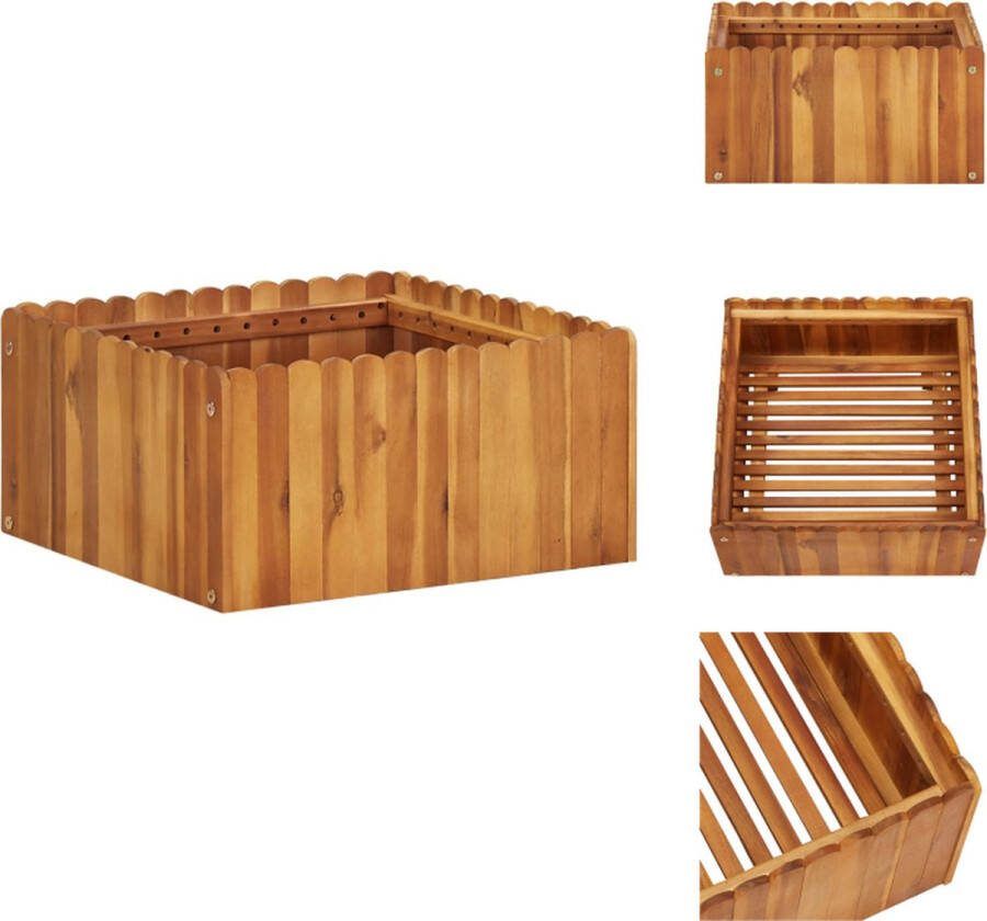 VidaXL Houten Kweekbak Verhoogd 50 x 50 x 25 cm Massief acaciahout Gelat ontwerp Bloempot