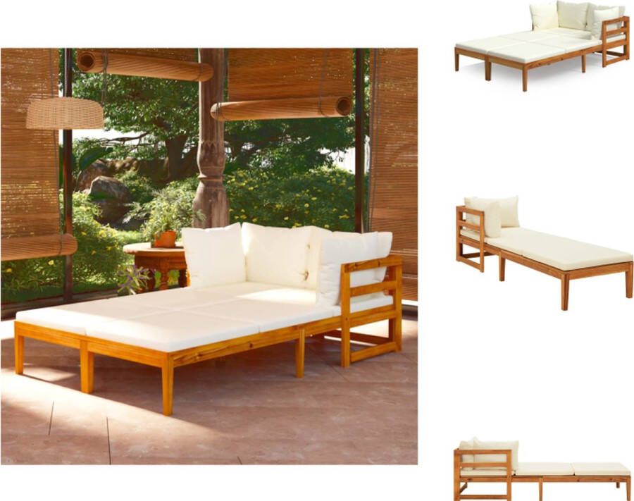 VidaXL Houten Ligstoelen Massief Acaciahout Stabiel Duurzaam Inclusief Kussens 202 x 66 x 60 cm Tuinset