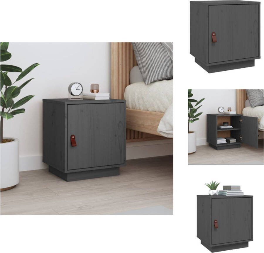 VidaXL Houten Nachtkastje 40 x 34 x 45 cm Grijs Kast