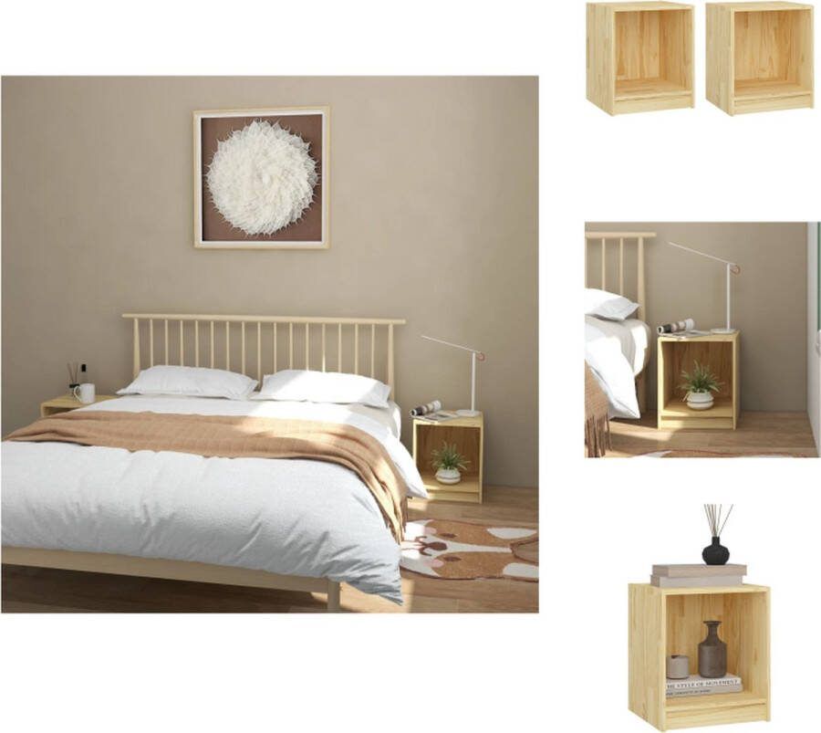 VidaXL Houten Nachtkastjes Massief grenenhout 35.5 x 33.5 x 41.5 cm Set van 2 Kast