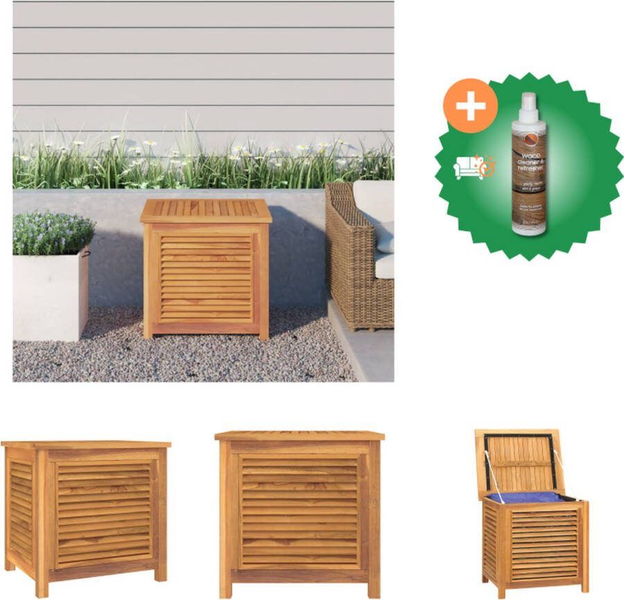 VidaXL Houten opbergbox 60 x 50 x 58 cm Massief teakhout Waterbestendige afwerking Opberger Inclusief Houtreiniger en verfrisser