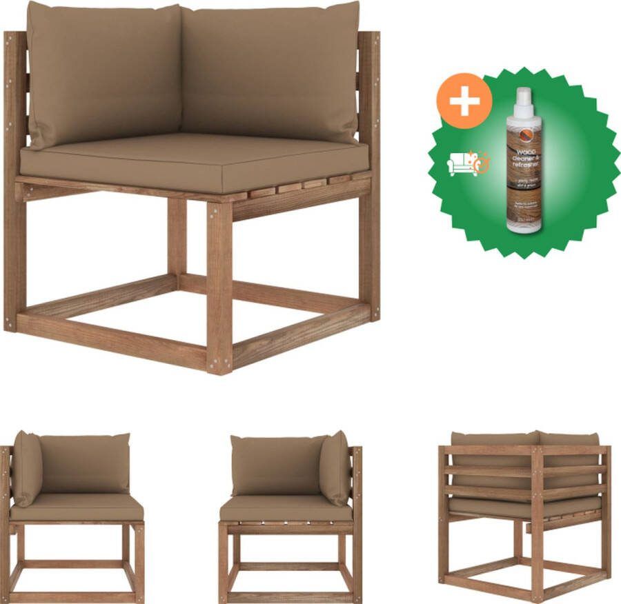 VidaXL Houten Pallet Hoekbank 64 x 64 x 70 cm Bruin Geïmpregneerd Grenenhout Loungebank Inclusief Houtreiniger en verfrisser