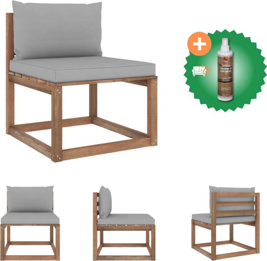 VidaXL Houten Pallet Middenbank 60 x 64 x 70 cm Geïmpregneerd grenenhout Loungebank Inclusief Houtreiniger en verfrisser