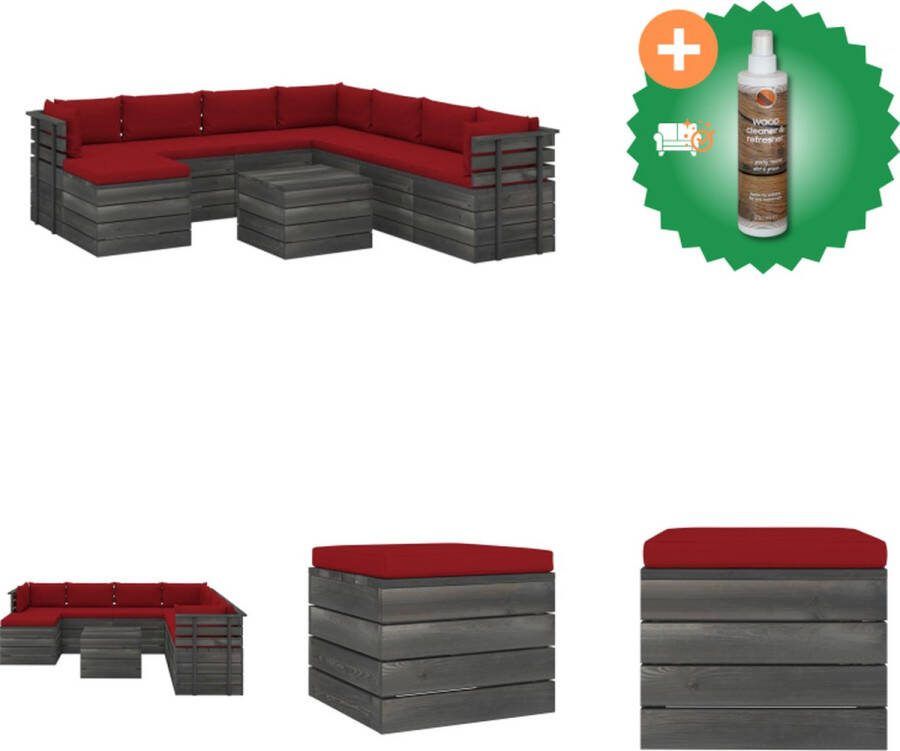 VidaXL Houten Pallet Tuinset 4x Middenbank 3x Hoekbank Tafel Hocker Afmetingen- 60x65x71.5cm (BxDxH) Tuinset Inclusief Houtreiniger en verfrisser