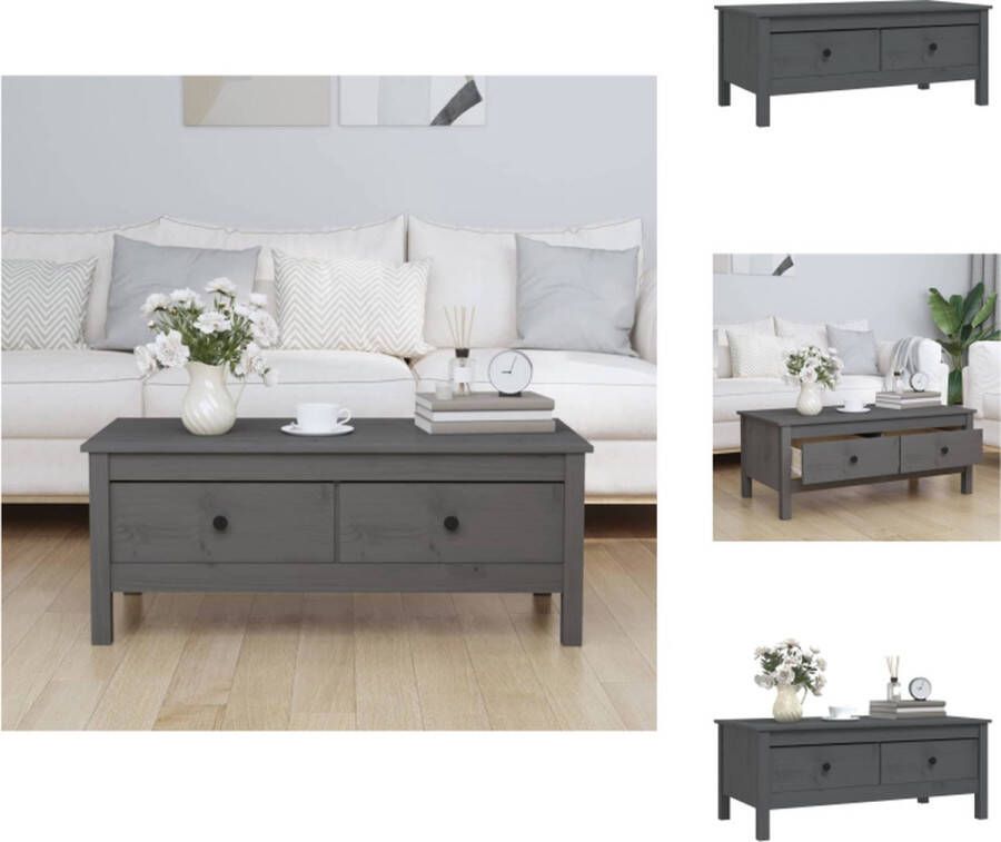 VidaXL Houten Salontafel Grijs 100 x 50 x 40 cm Massief grenenhout Tafel