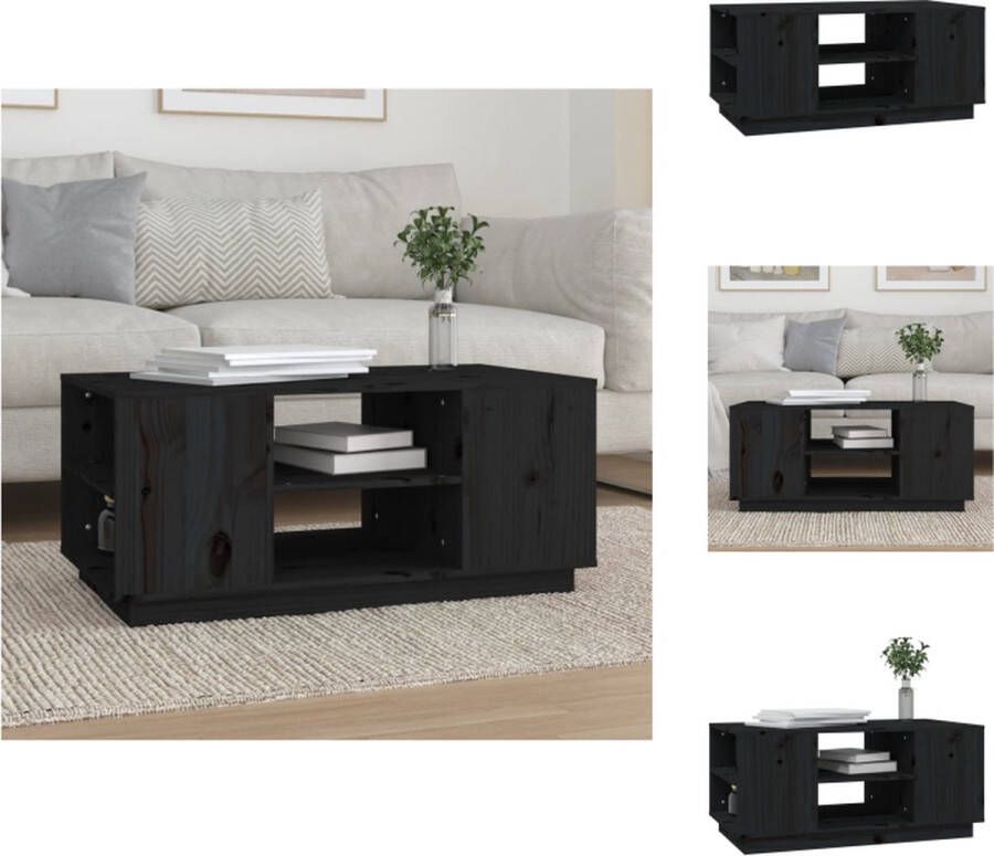VidaXL Houten Salontafel Massief grenenhout Bijzettafel met 6 vakken Stevig tafelblad 90 x 49 x 40.5 cm Tafel