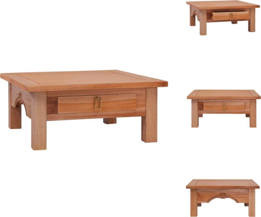 VidaXL Houten Salontafel Massief Mahoniehout 68 x 68 x 30 cm Opberglade Tafel