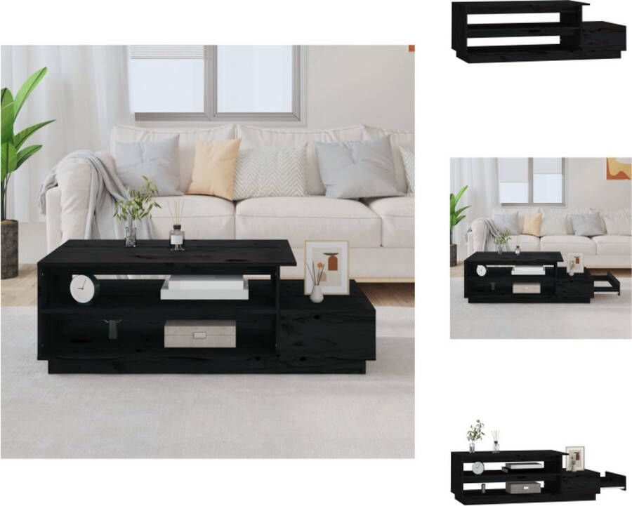 VidaXL Houten Salontafel Zwart Massief Grenenhout 120 x 50 x 40.5 cm Tafel