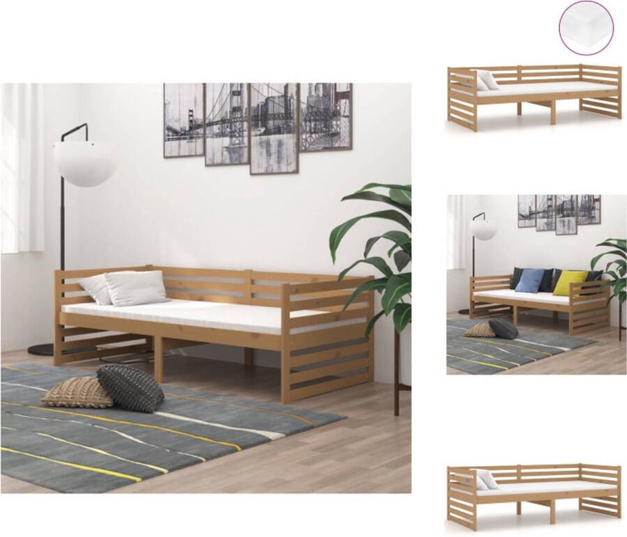 VidaXL Houten Slaapbank Honingbruin 203 x 98 x 68 cm Massief grenenhout Bed