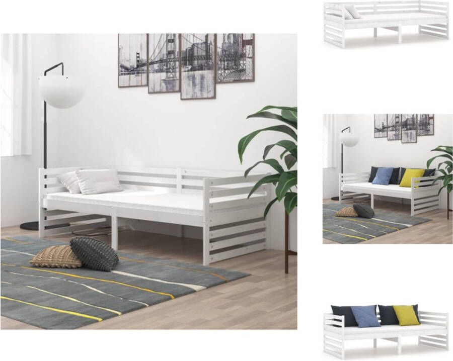 VidaXL Houten Slaapbank Massief grenenhout 203 x 98 x 68 cm Wit Bed