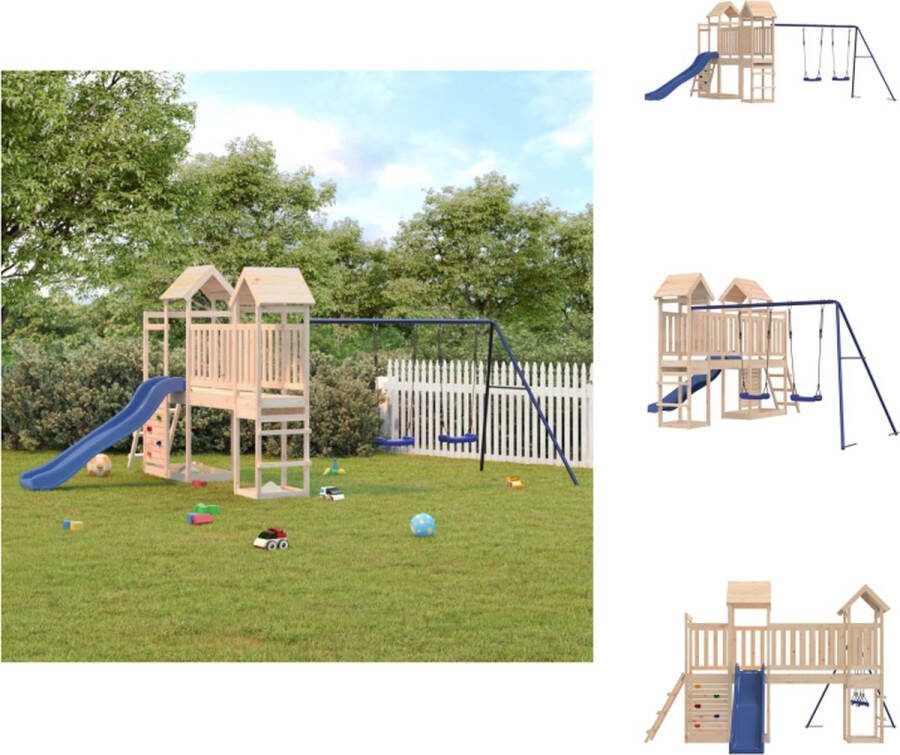 VidaXL Houten Speelhuis met Glijbaan Massief Grenenhout Multi-activiteitencentrum Stevig en Stabiel 505x332x214 cm Speeltoestellencombinatie