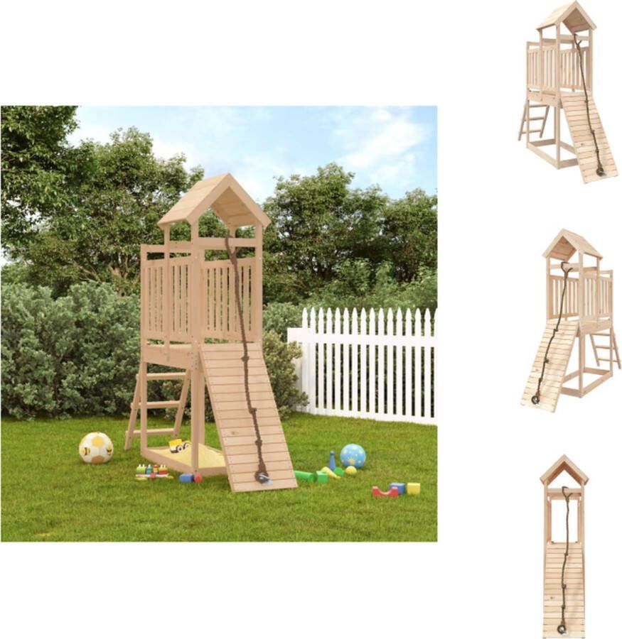VidaXL Houten speelhuis Speeltoren 229 x 64 x 214 cm Massief grenenhout Speeltoestellencombinatie
