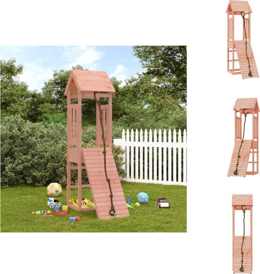 VidaXL Houten speelhuis Speeltoren met klimwand 131x64x207 cm Massief douglashout Speeltoestellencombinatie