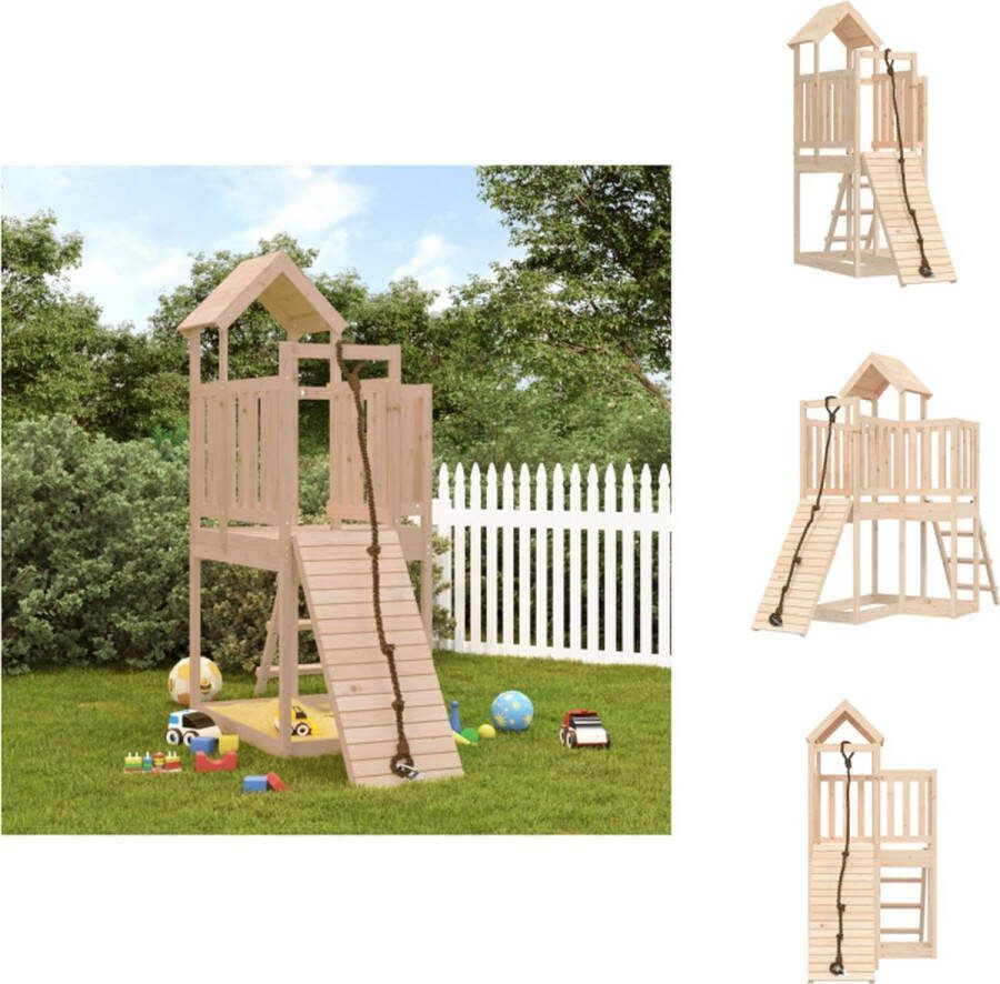 VidaXL Houten Speelhuis Vrolijke Avonturen 229 x 107 x 214 cm Speeltoestellencombinatie
