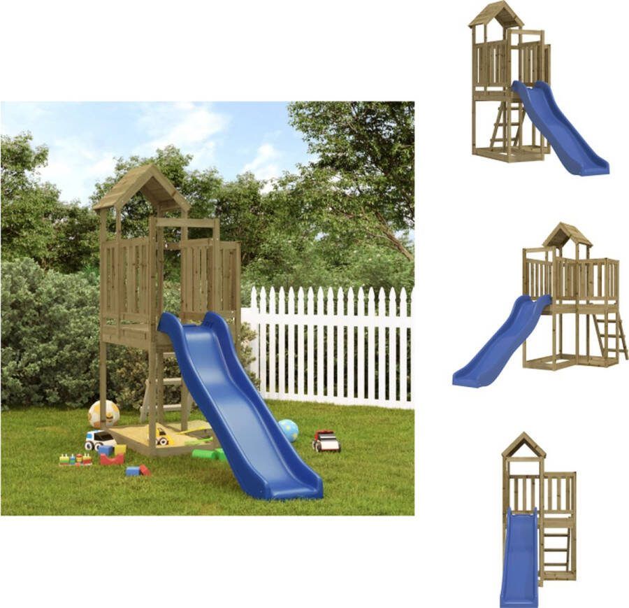 VidaXL Houten Speelset 166 x 107 x 214 cm Duurzaam grenenhout Inclusief golvende glijbaan Speeltoestellencombinatie