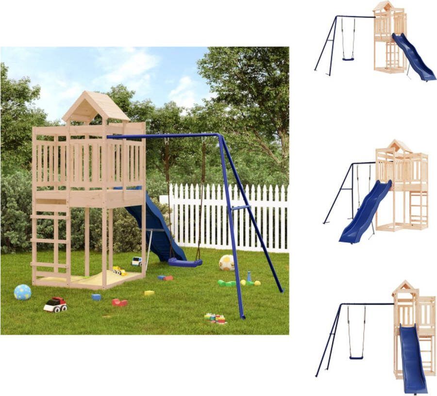 VidaXL Houten Speelset 291 x 373 x 238 cm Massief grenenhout Stevig en stabiel Multi-activiteitencentra Veilig ontwerp Eindeloos plezier Leeftijd- 3-8 jaar Maximaal gewicht- 45 kg Speeltoestellencombinatie