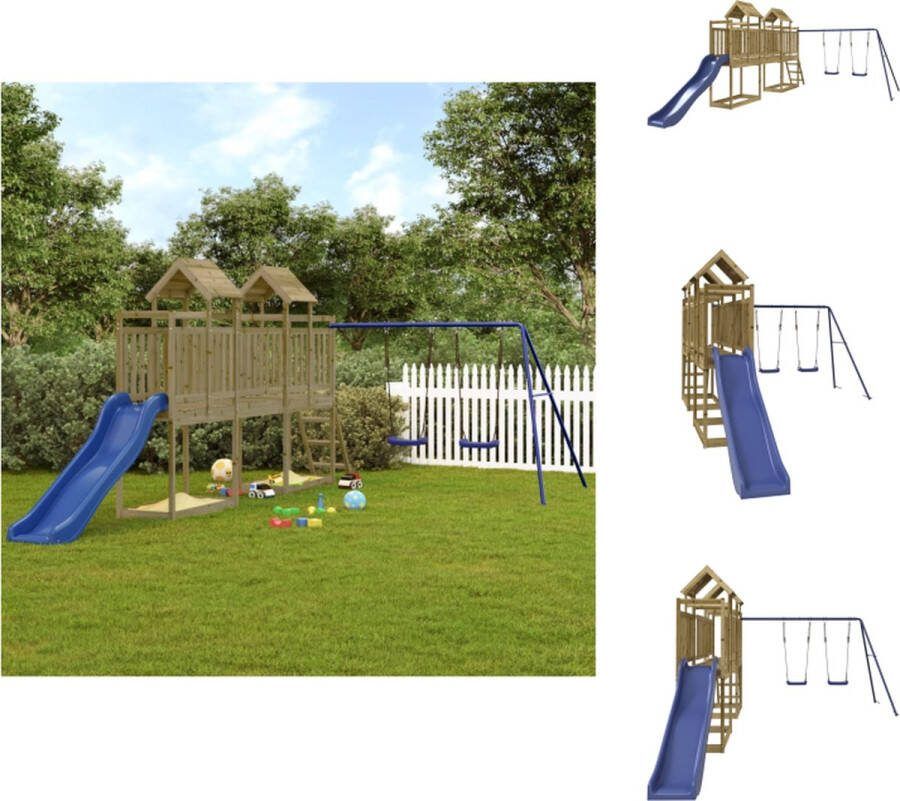 VidaXL Houten Speelset 313 x 589 x 214 cm Duurzaam grenenhout Stevig frame Multi-activiteitencentra Veilig ontwerp Eindeloos plezier 3-8 jaar Max 45 kg Inclusief handleiding Speeltoestellencombinatie