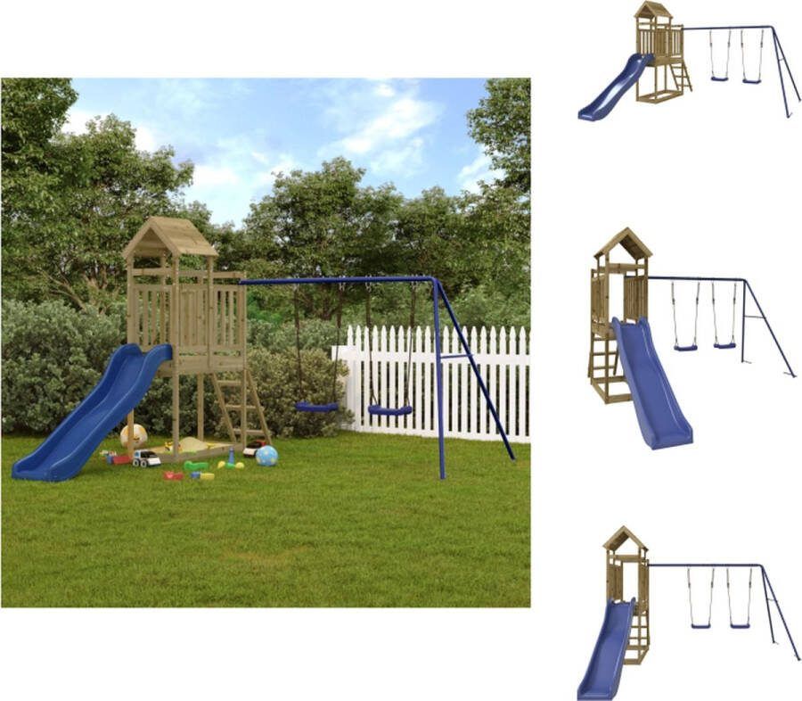 VidaXL Houten Speelset Glijbaan Schommel en Zandbak 313x379x214 cm Speeltoestellencombinatie