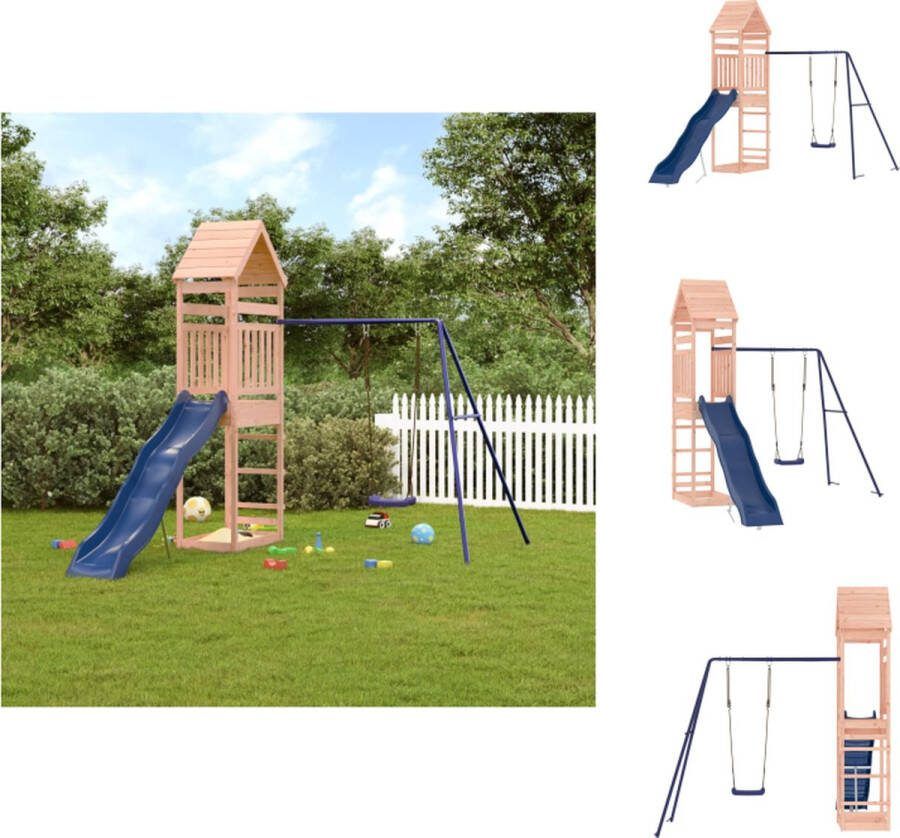 VidaXL Houten Speelset Golfglijbaan Enkele schommel 245x373x264 cm Speeltoestellencombinatie