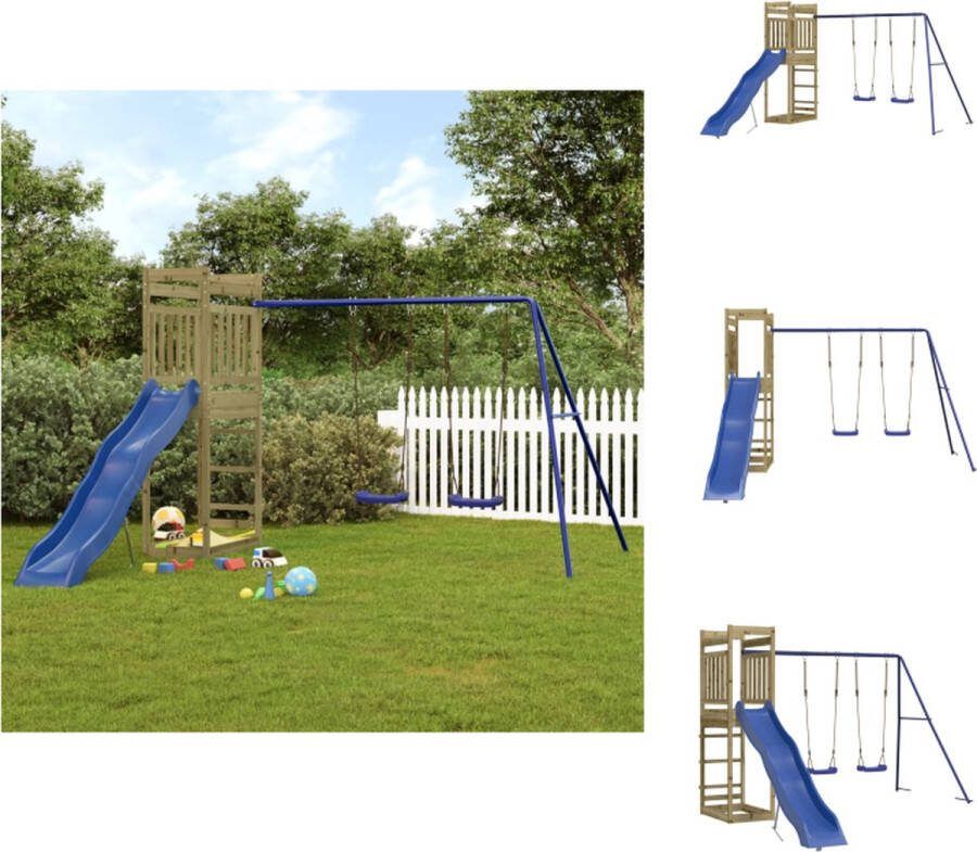 VidaXL Houten Speelset Kinder speeltuin 314 x 349 x 207 cm Duurzaam grenenhout Speeltoestellencombinatie