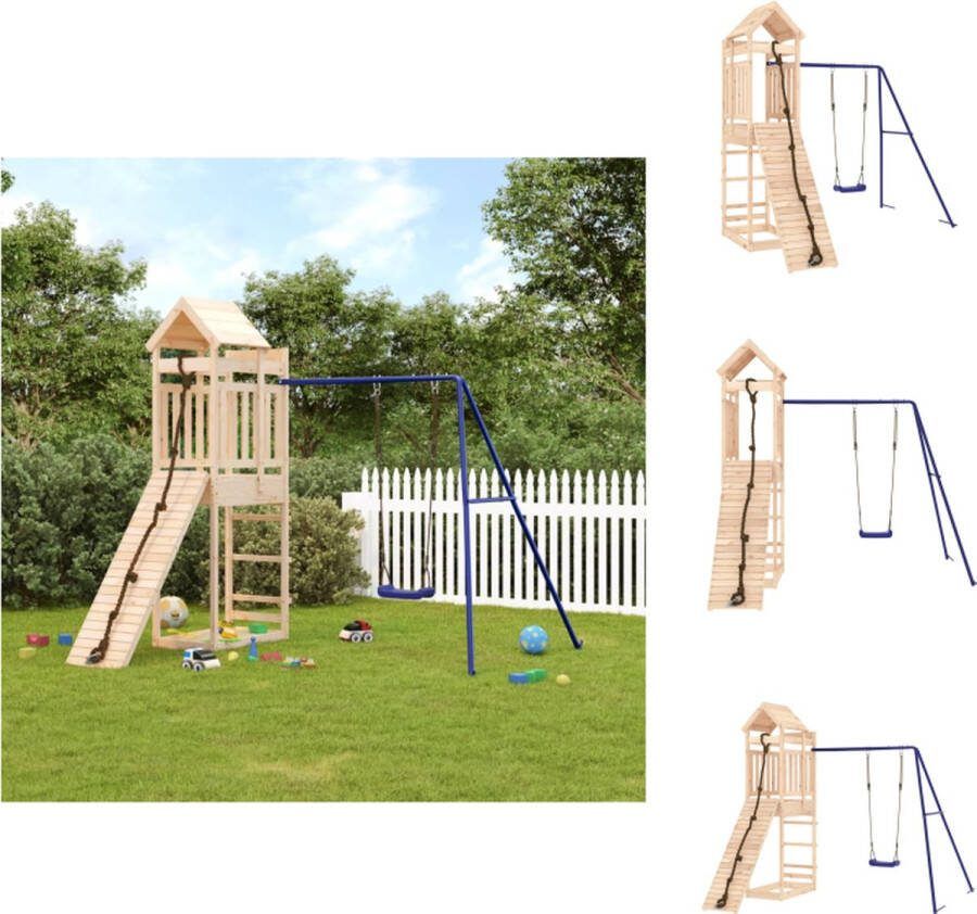 VidaXL Houten Speelset Klimframe met Schommel 248 x 259 x 238 cm Massief grenenhout Speeltoestellencombinatie
