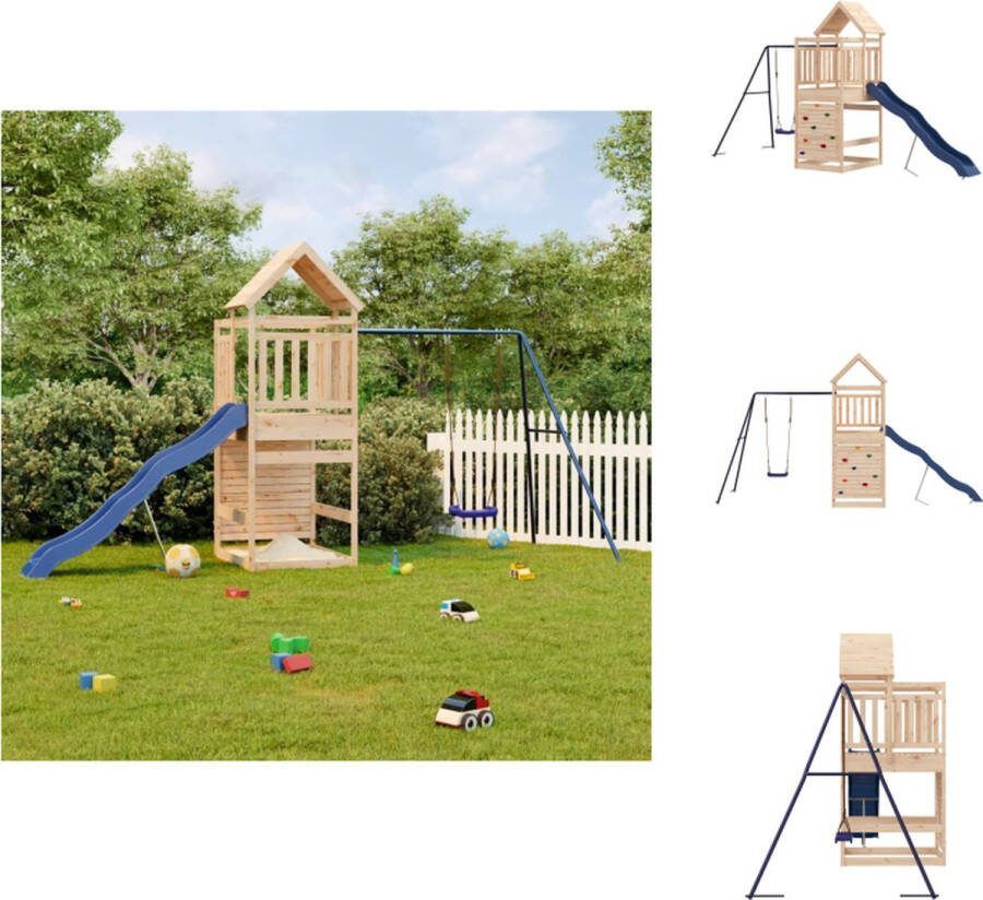 VidaXL Houten Speelset Multi-activiteitencentra 118 cm hoog Massief grenenhout Stevig en stabiel Doordacht ontwerp Eindeloos plezier Geschikt voor kinderen van 3-8 jaar oud Speeltoestellencombinatie