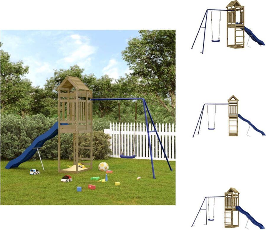 VidaXL Houten speelset Multi-activiteitencentra 422 x 185 x 238 cm Geïmpregneerd hout Speeltoestellencombinatie