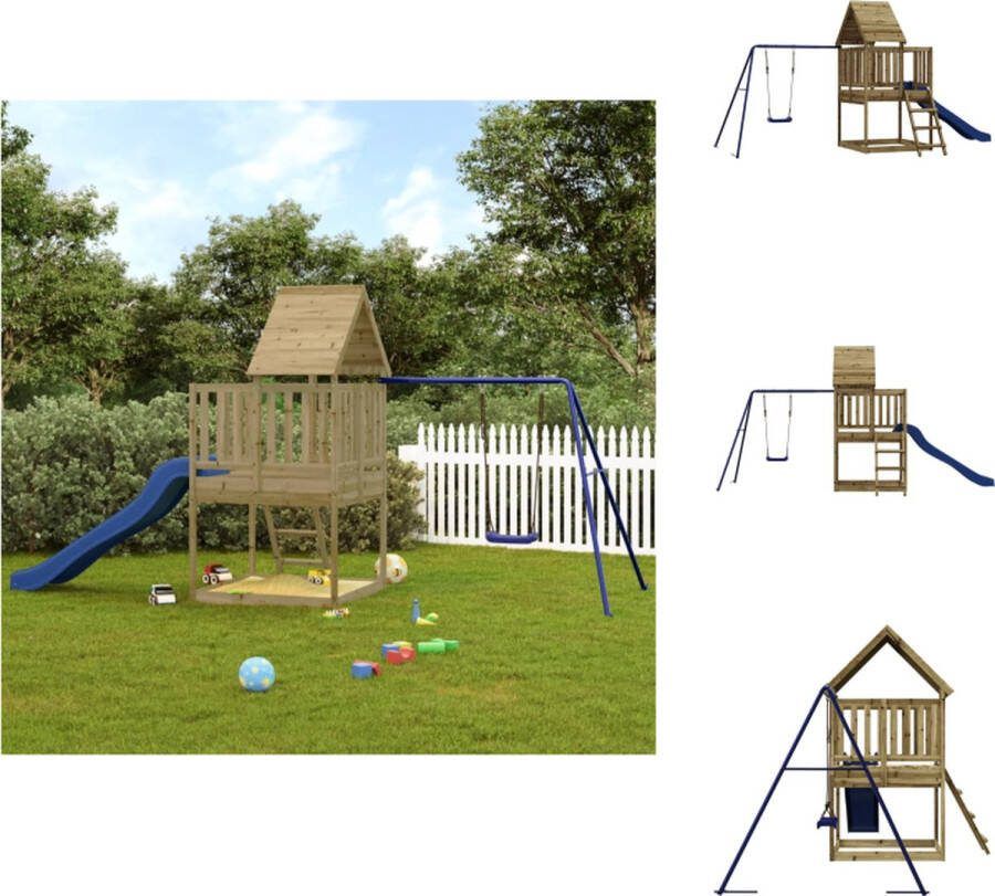 VidaXL Houten Speelset Schommel Glijbaan 494 x 235 x 228 cm Speeltoestellencombinatie