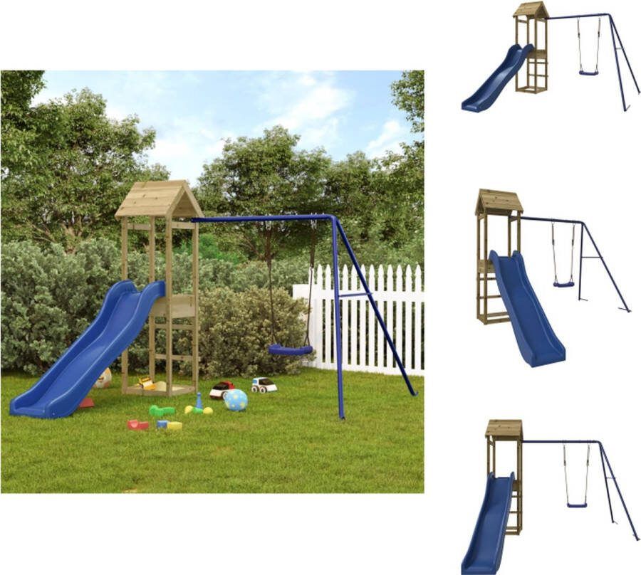 VidaXL houten speelset speeltoestel met glijbaan en schommel 238 x 315 x 194 cm Speeltoestellencombinatie