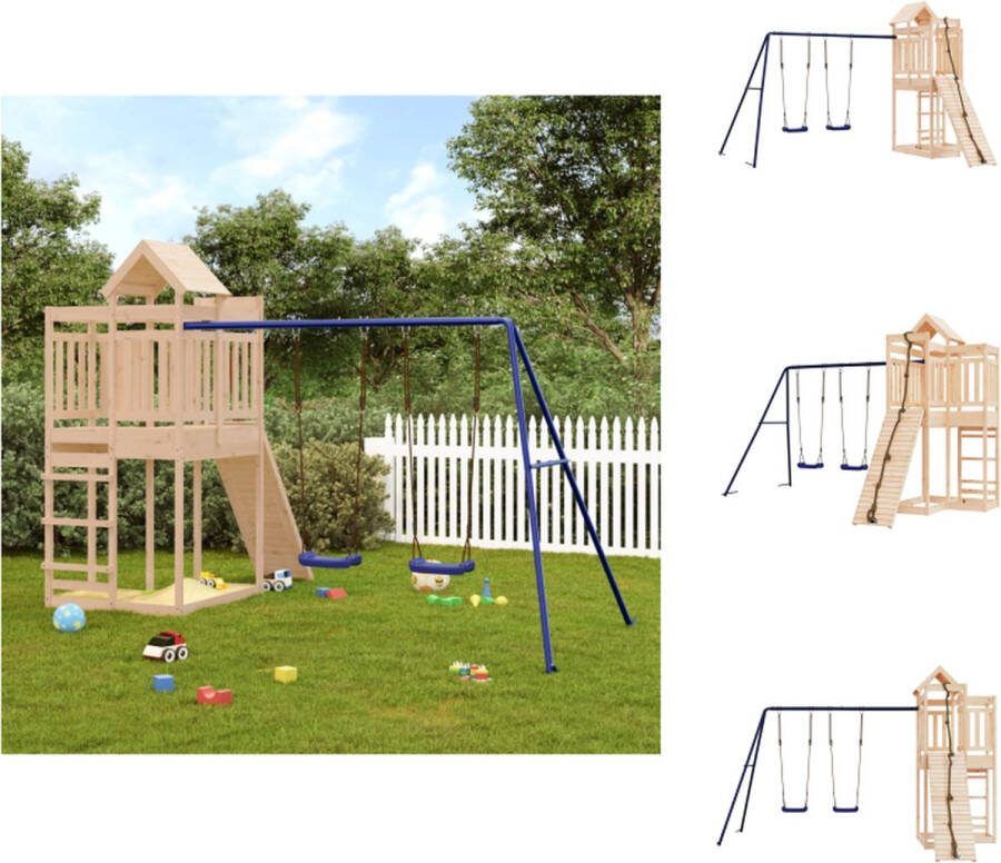 VidaXL Houten Speelset Speeltoren 101x111x238 cm Dubbele schommelset 256x185x187 cm Massief grenenhout Speeltoestellencombinatie