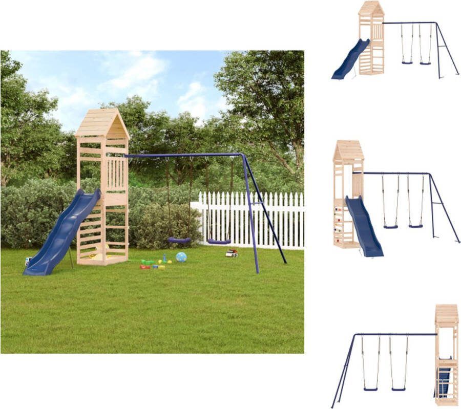 VidaXL Houten Speelset Speeltoren Golfglijbaan Dubbele schommelset 316 x 363 x 264 cm Massief grenenhout Speeltoestellencombinatie