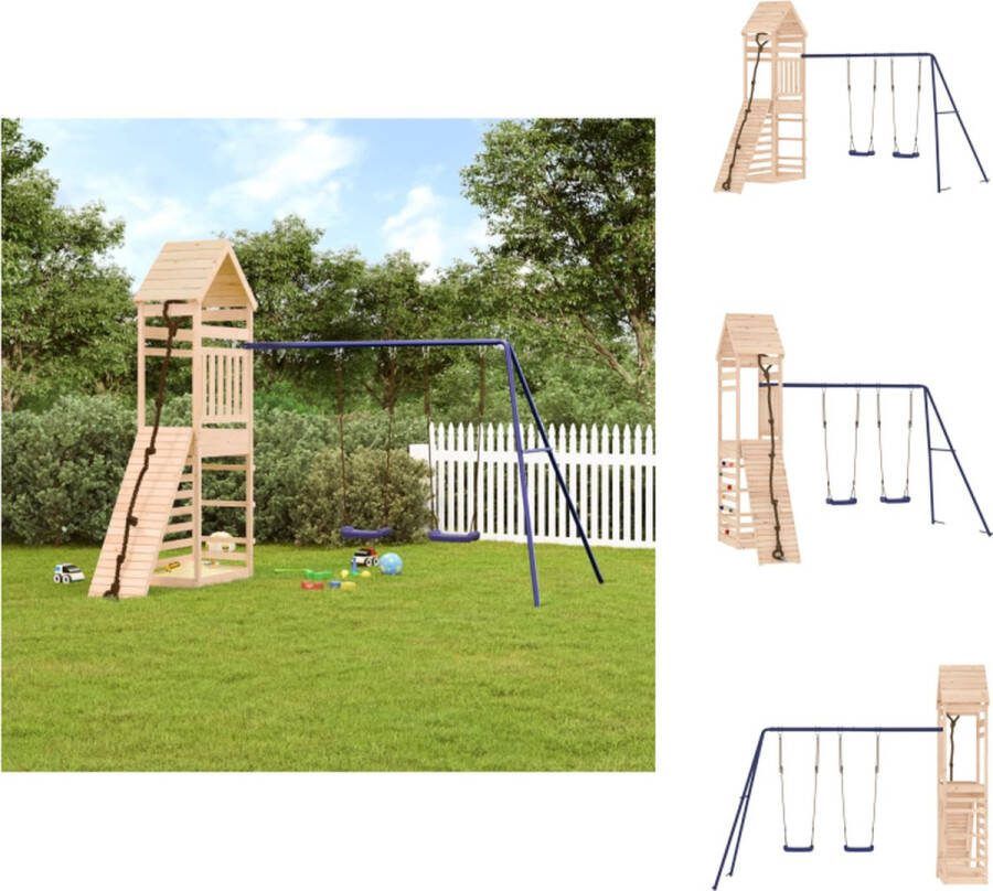 VidaXL houten speelset speeltoren klimwand en dubbele schommelset 316 x 257 x 264 cm (L x B x H) Speeltoestellencombinatie